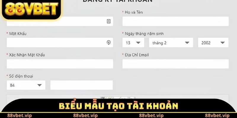 Biểu mẫu tạo tài khoản