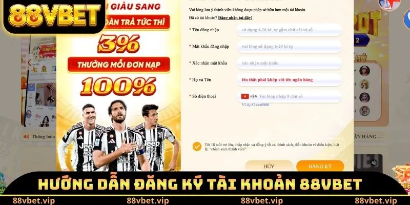 Hướng dẫn đăng ký tài khoản 88vbet
