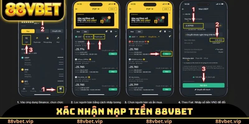 Xác nhận nạp tiền 88vbet