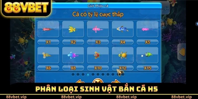 Phân loại sinh vật bắn cá H5